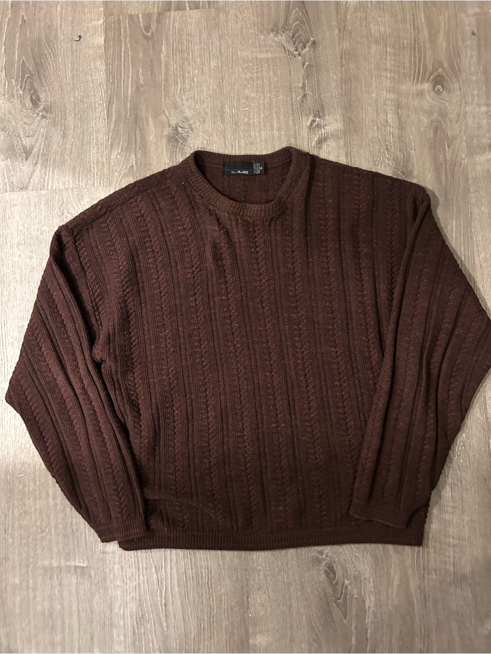 Vintage bill blass USA Made Brown Cable Crewneck Sweater - Men's